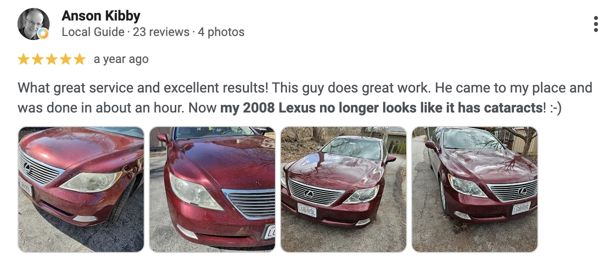 Anson Kibby 5-star Google review with photos - a year ago