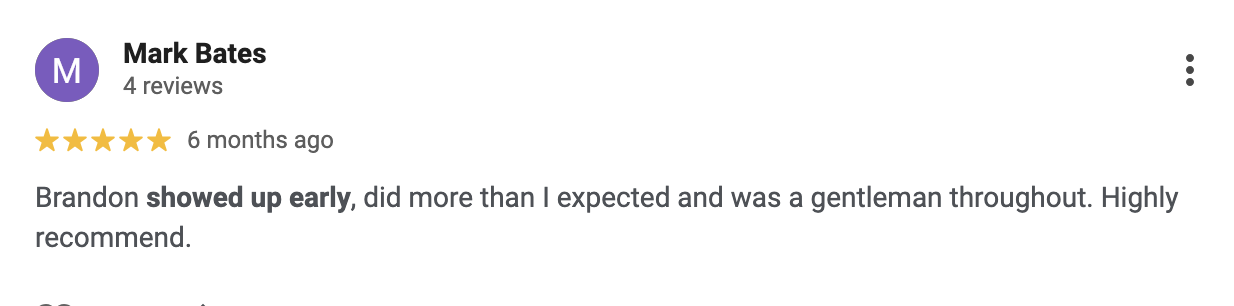 Mark Bates 5-star Google review - 6 months ago