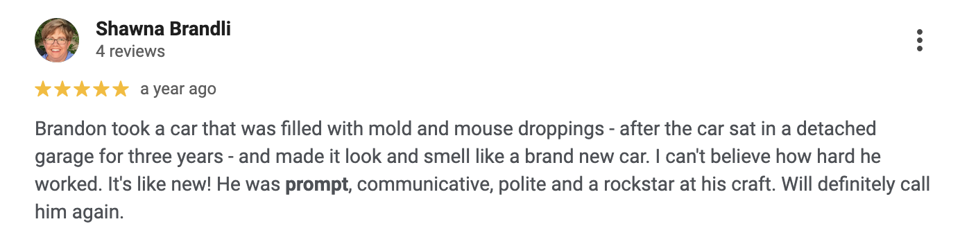 Shawna Brandli 5-star Google review - a year ago